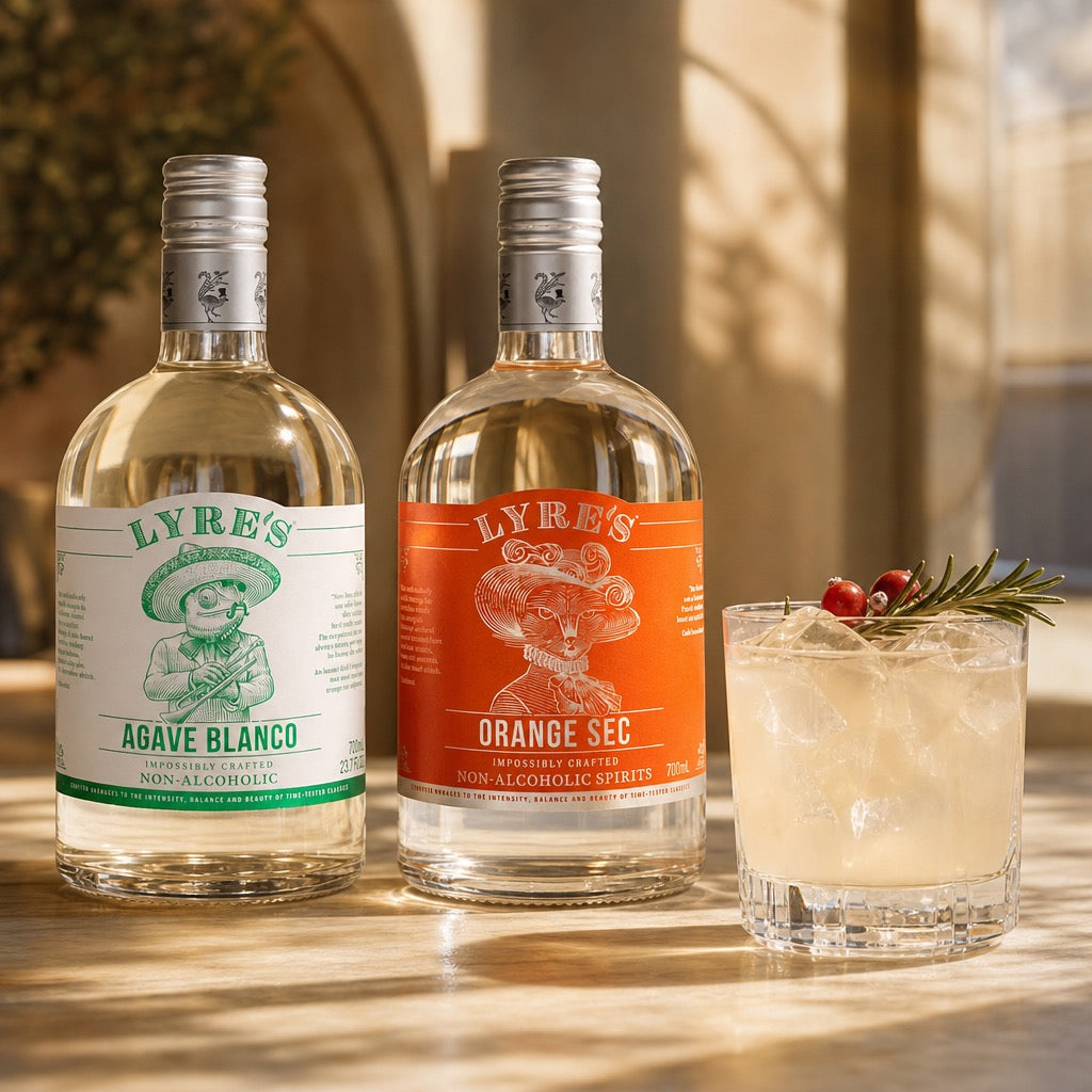 Lyre’s non-alcoholic White Christmas Margarita with cranberry and rosemary