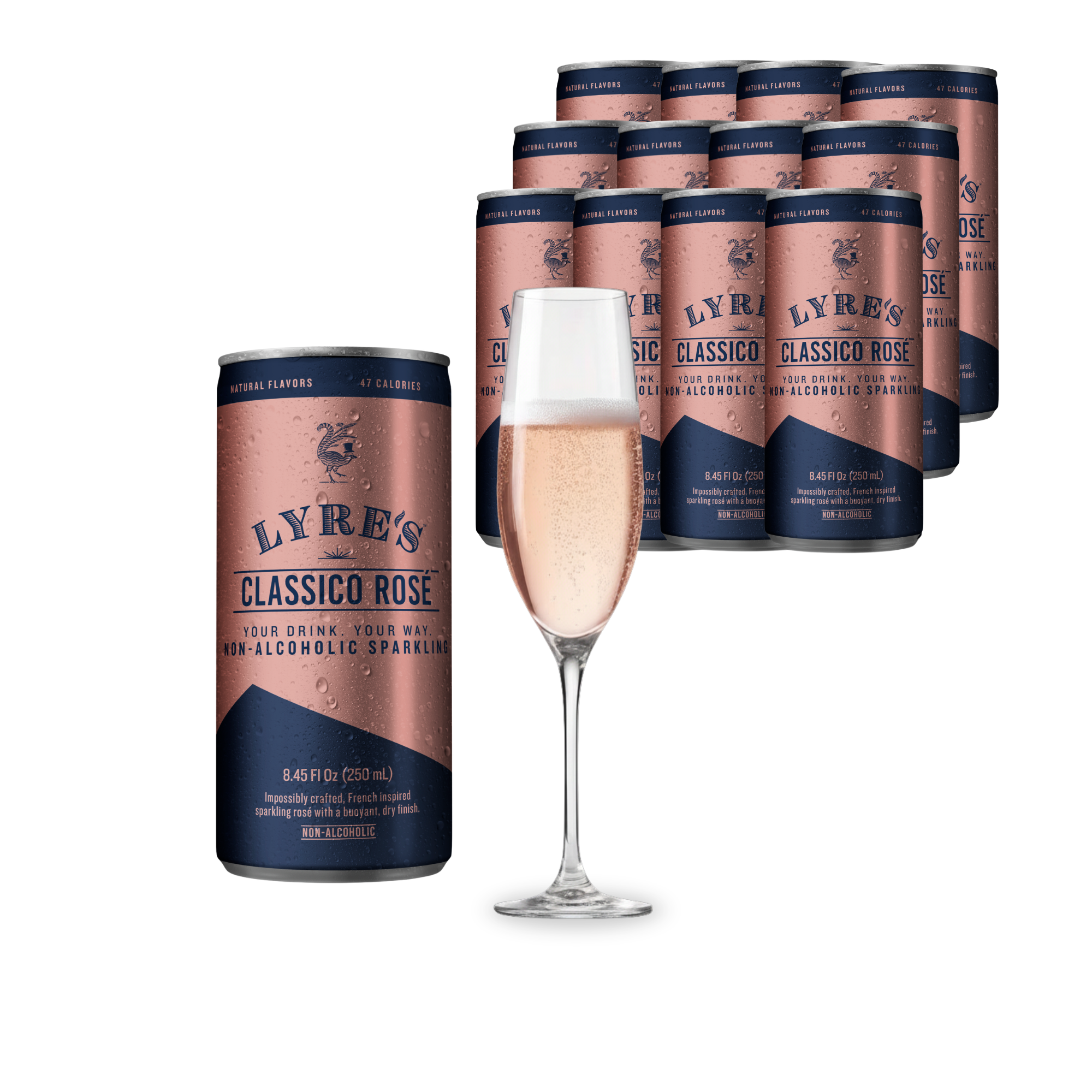 Lyre’s Classico Rosé Ready-to-Drink 12 pack non-alcoholic sparkling rosé cans
