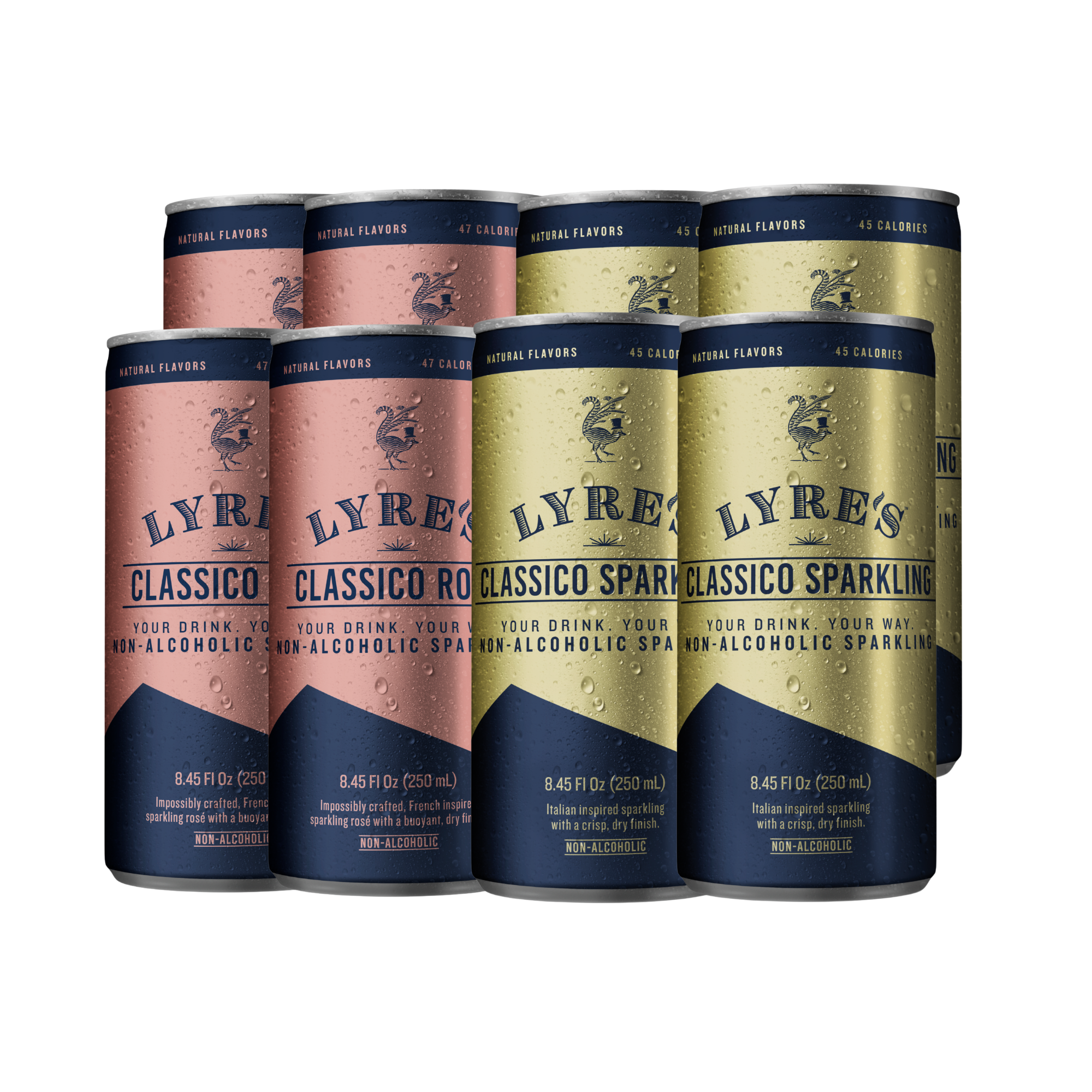 Lyre’s Sparkling Duo Set featuring Classico Sparkling and Classico Rosé Ready-to-Drink non-alcoholic sparkling cans